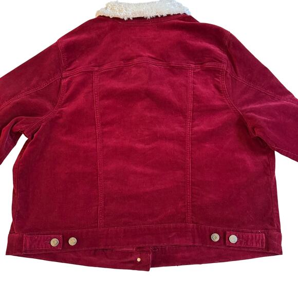 Torrid Corduroy Sherpa Lined Trucker Jacket Rhubarb Red Plus Sz 3X EUC Stunning - Picture 6 of 14